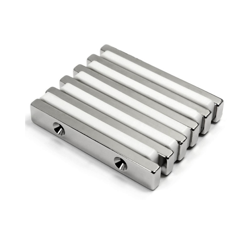 N45 Neodymium Bar Magnets With Two Countersunk Holes