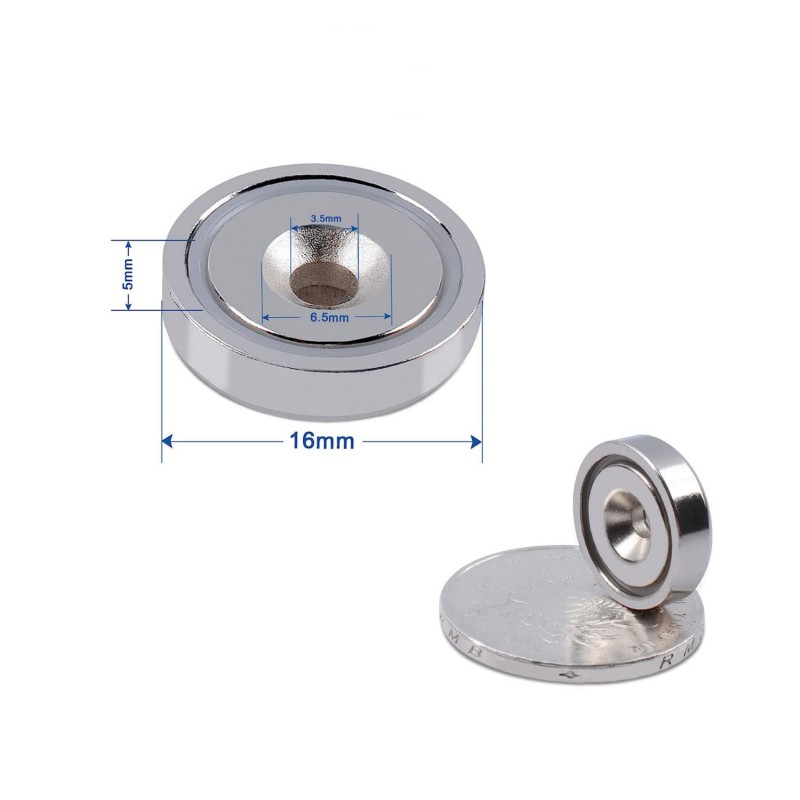 16x5 Hole 3.5mm neodymium cup magnets