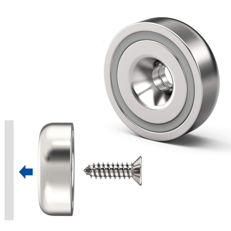 Rare Earth Round Base Magnet With Countersunk Hole