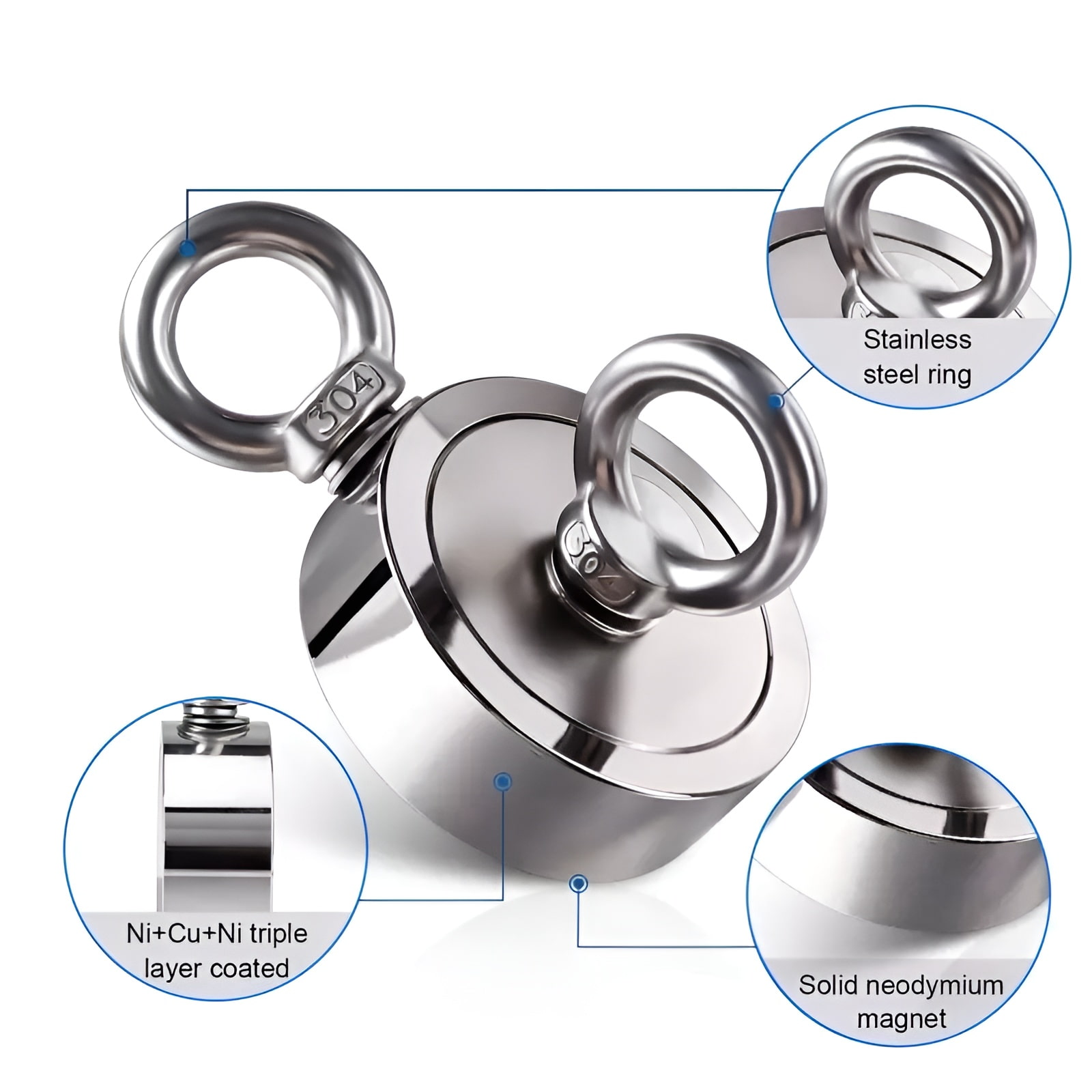 Double-side fishing magnet