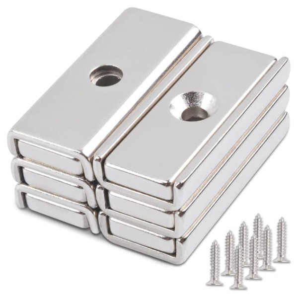 rectangular neodymium pot magnet with counter bore