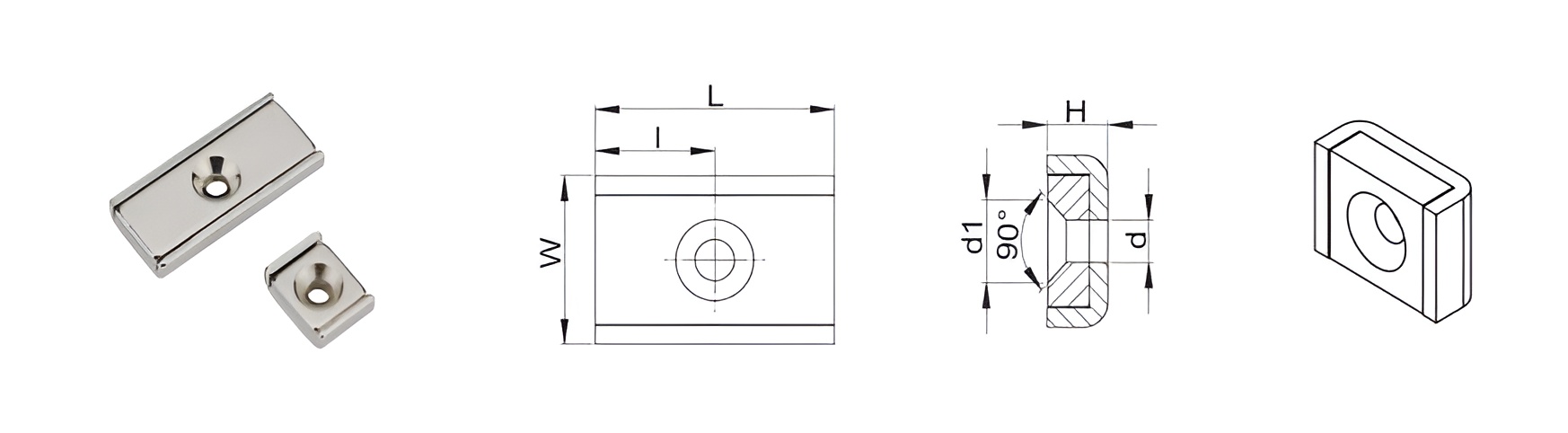 single countersunk hole pot magnets