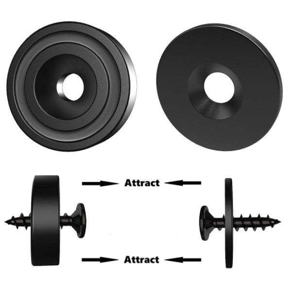 Countersunk magnet is magnetized to suction