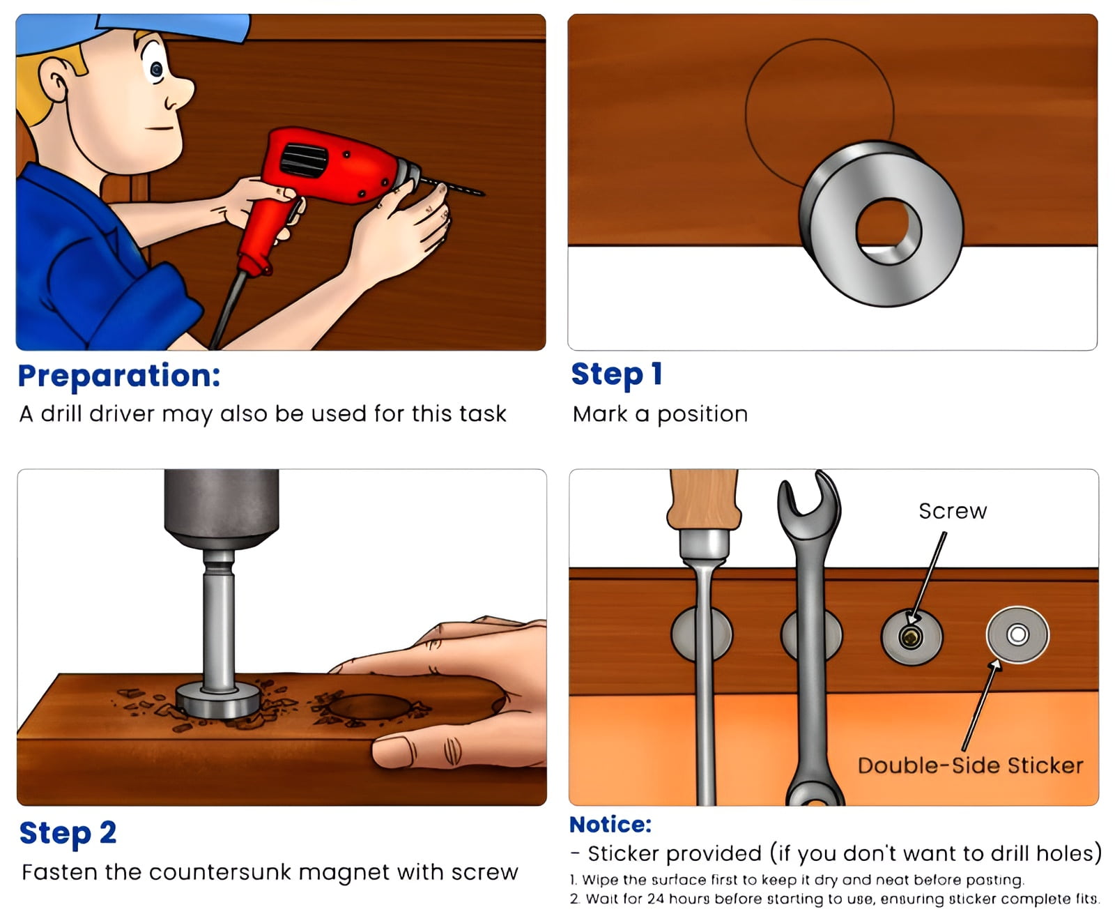 disc magnet countersunk hole on N or S