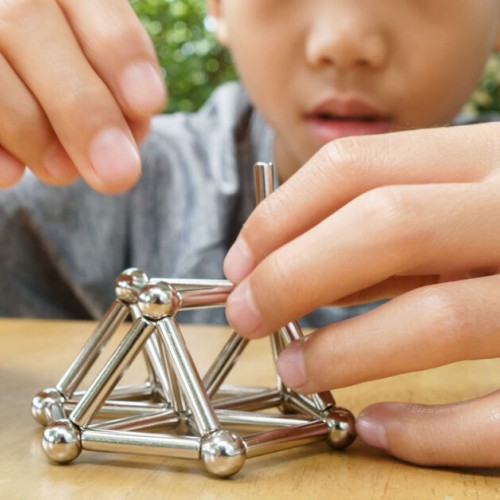 Silver magnetic sticks and balls