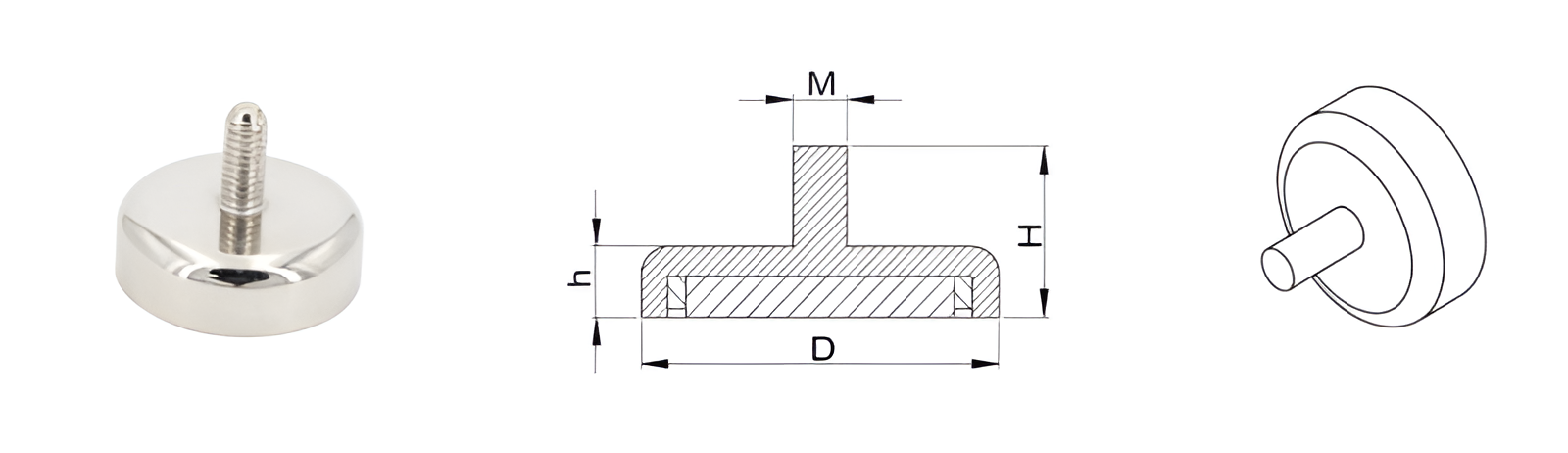 neodymium pot magnet with external thread