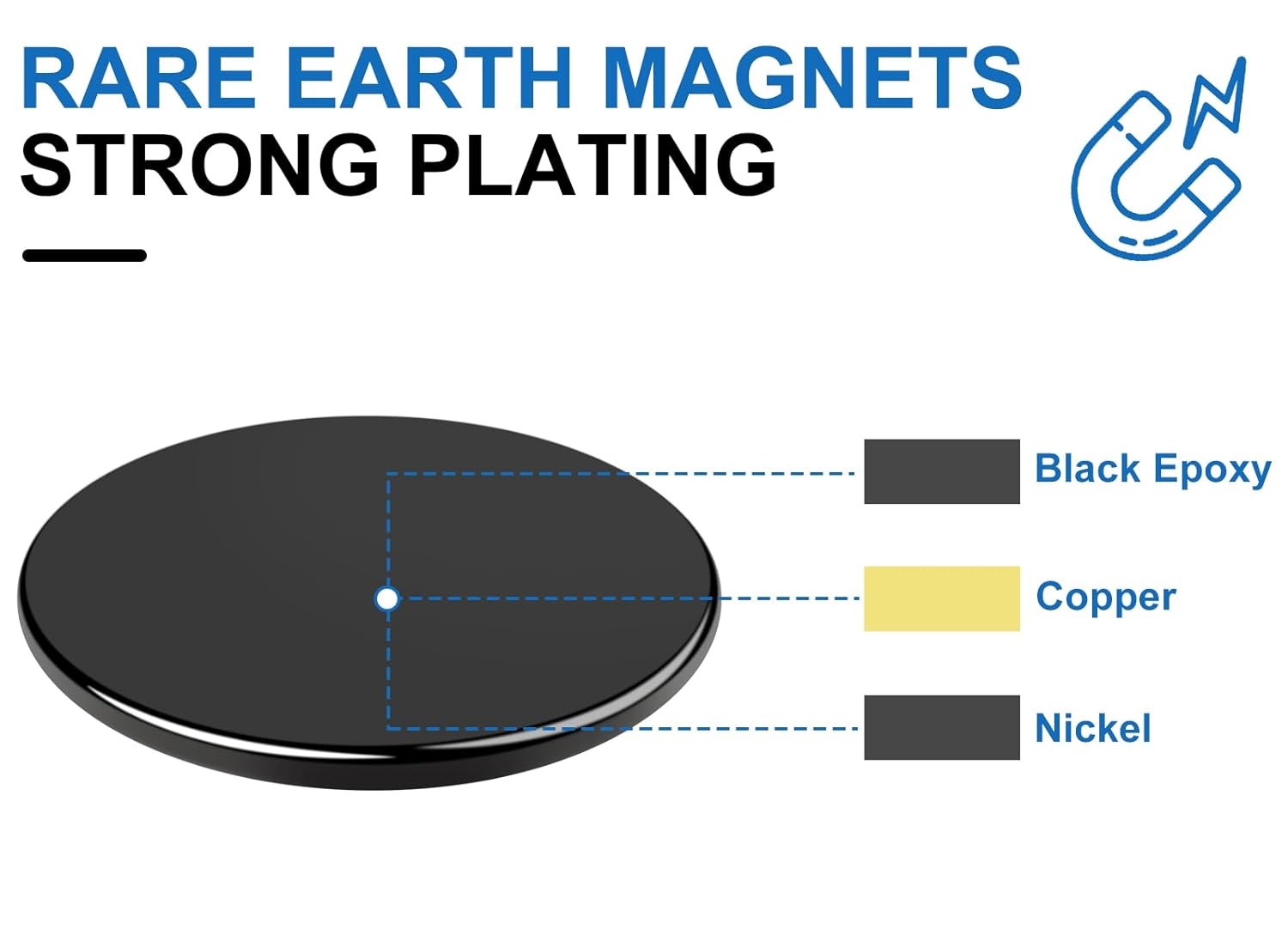 Epoxy coated waterproof adhesive disc magnet
