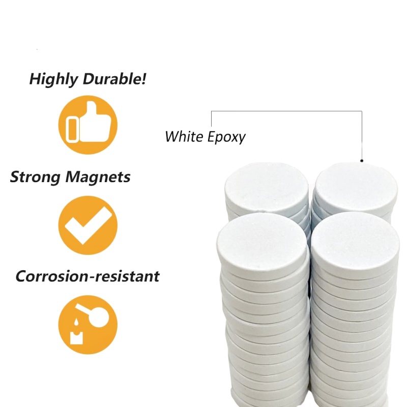 Waterproof White Neodymium Disc Magnets With Epoxy Coating