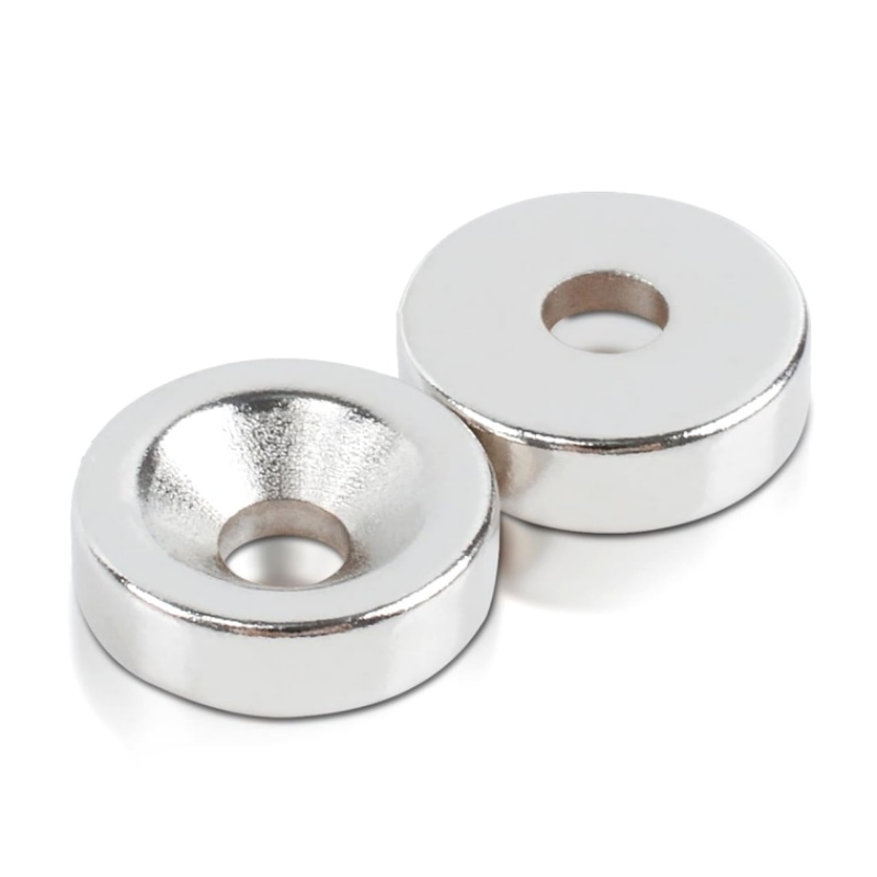 Flat Small Round Neodymium Magnets With M3 Countersunk Hole