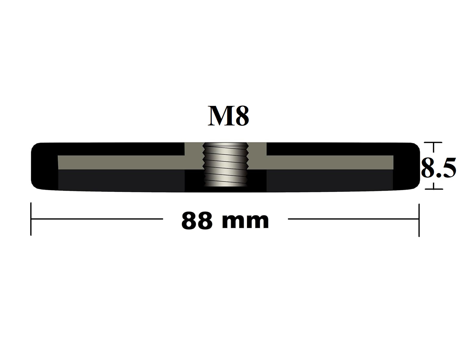 88mm Rubber Pot Magnet With M8 Threaded Hole
