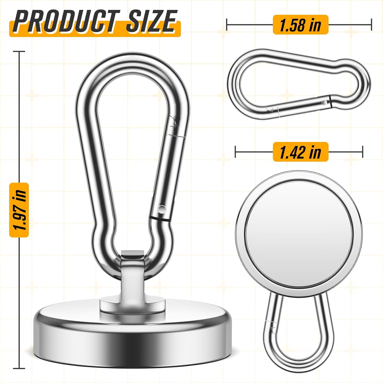 Dropshipping Neodymium Magnetic Hooks With Swivel Carabiner