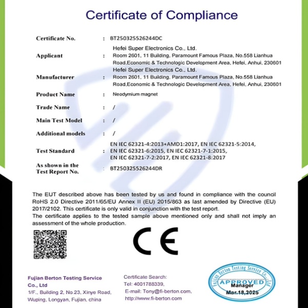 RoHS Certificate
