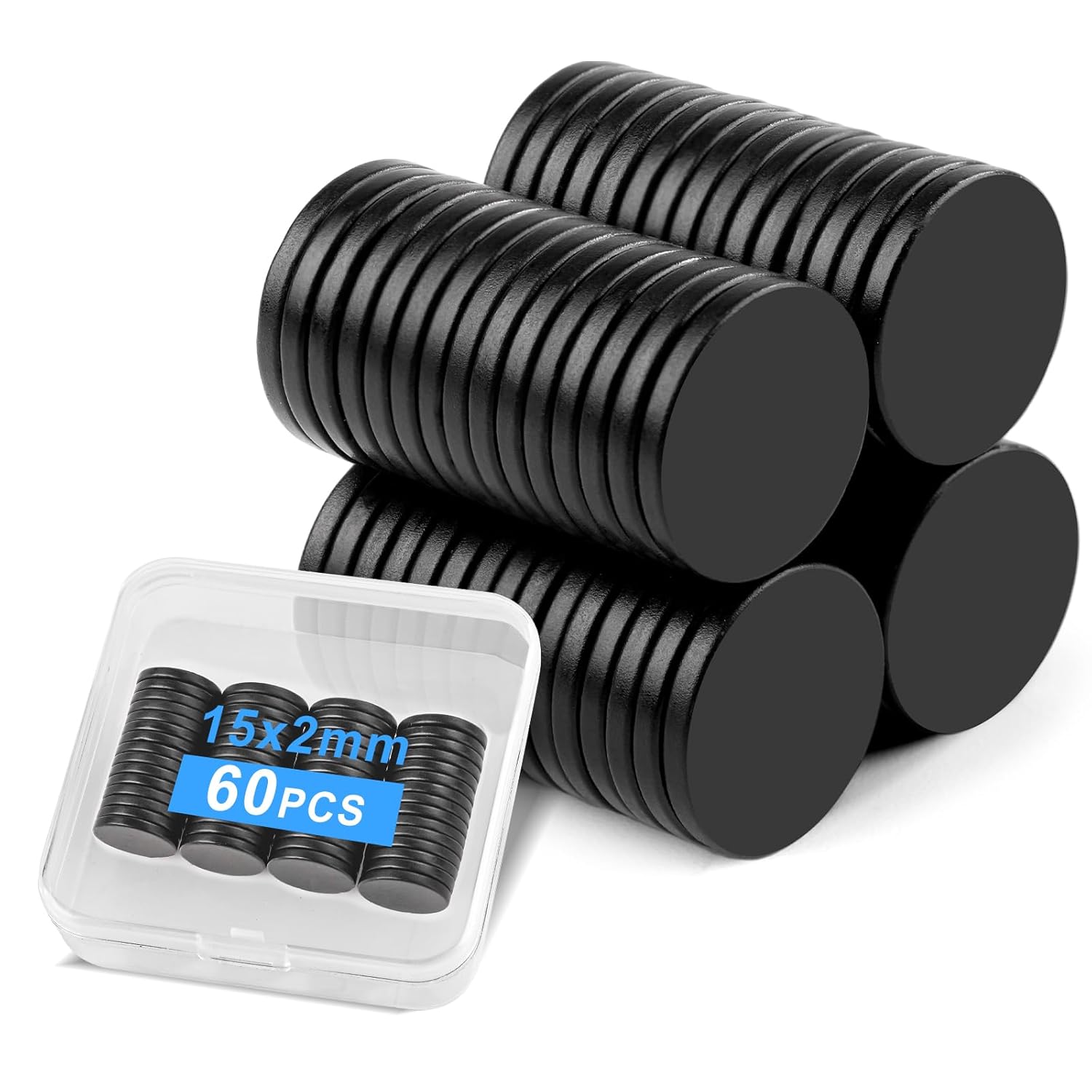 Dropship 60pcs 15x2mm Small Round Epoxy Coated Magnets
