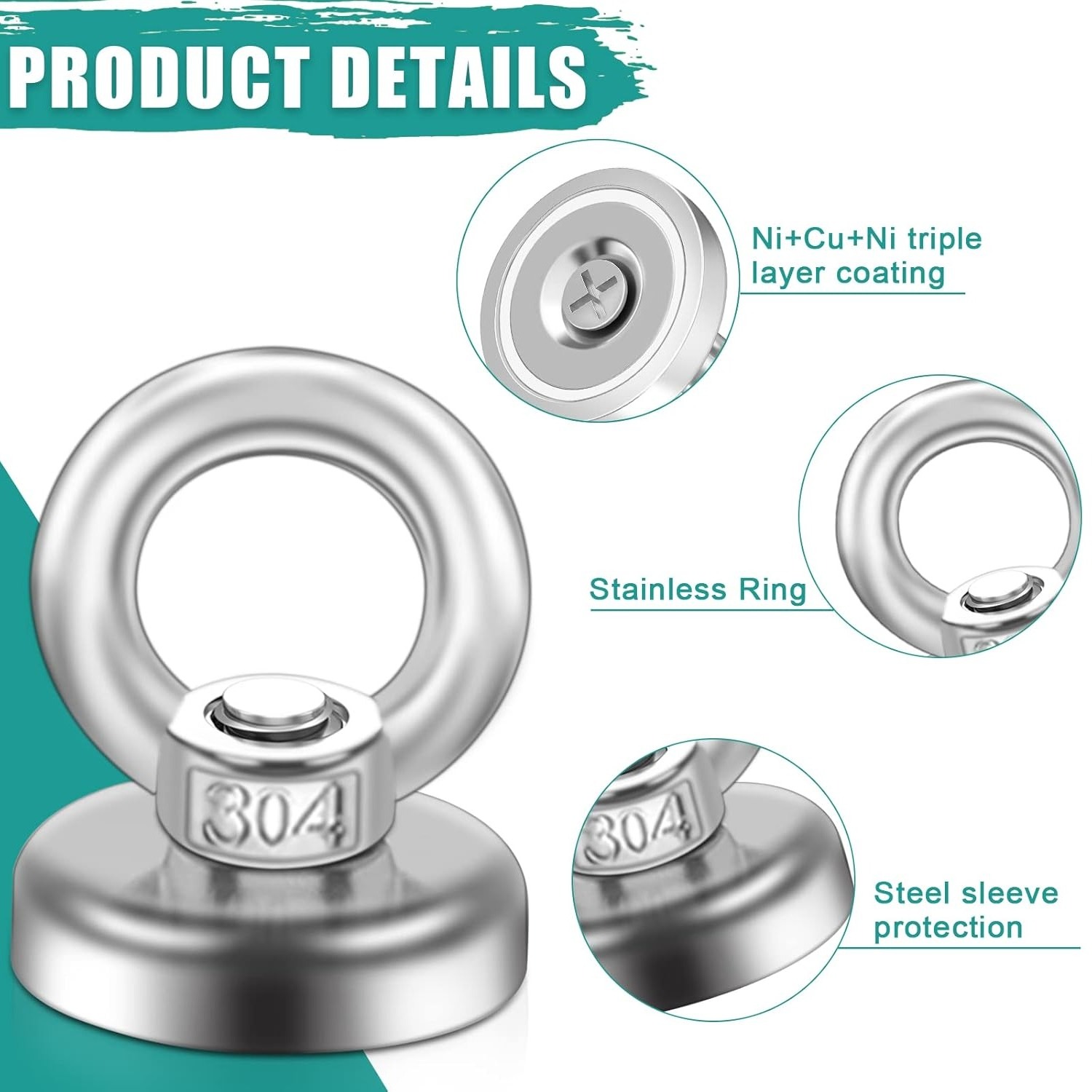 Powerful metal ring neodymium fish magnet 