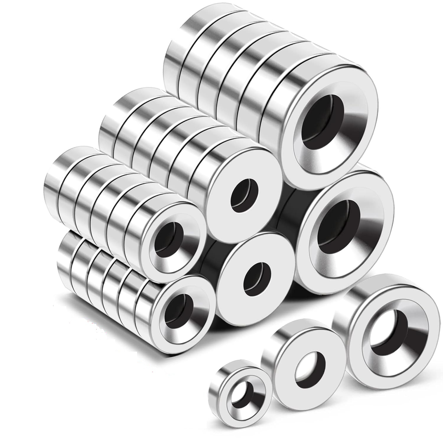 Nickel coated round countersunk magnet