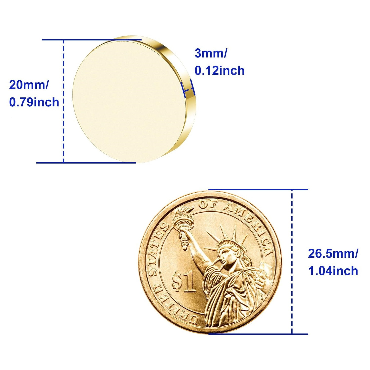 Wholesale DIY Golden Rare Earth Circle Neodymium Magnets