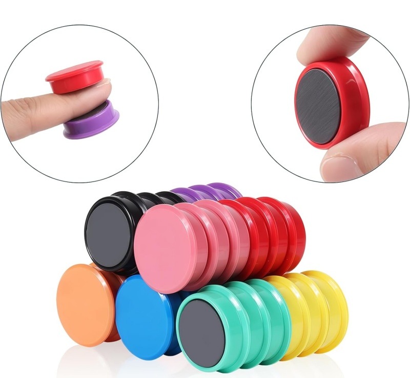 round shape office magnet with plastic case