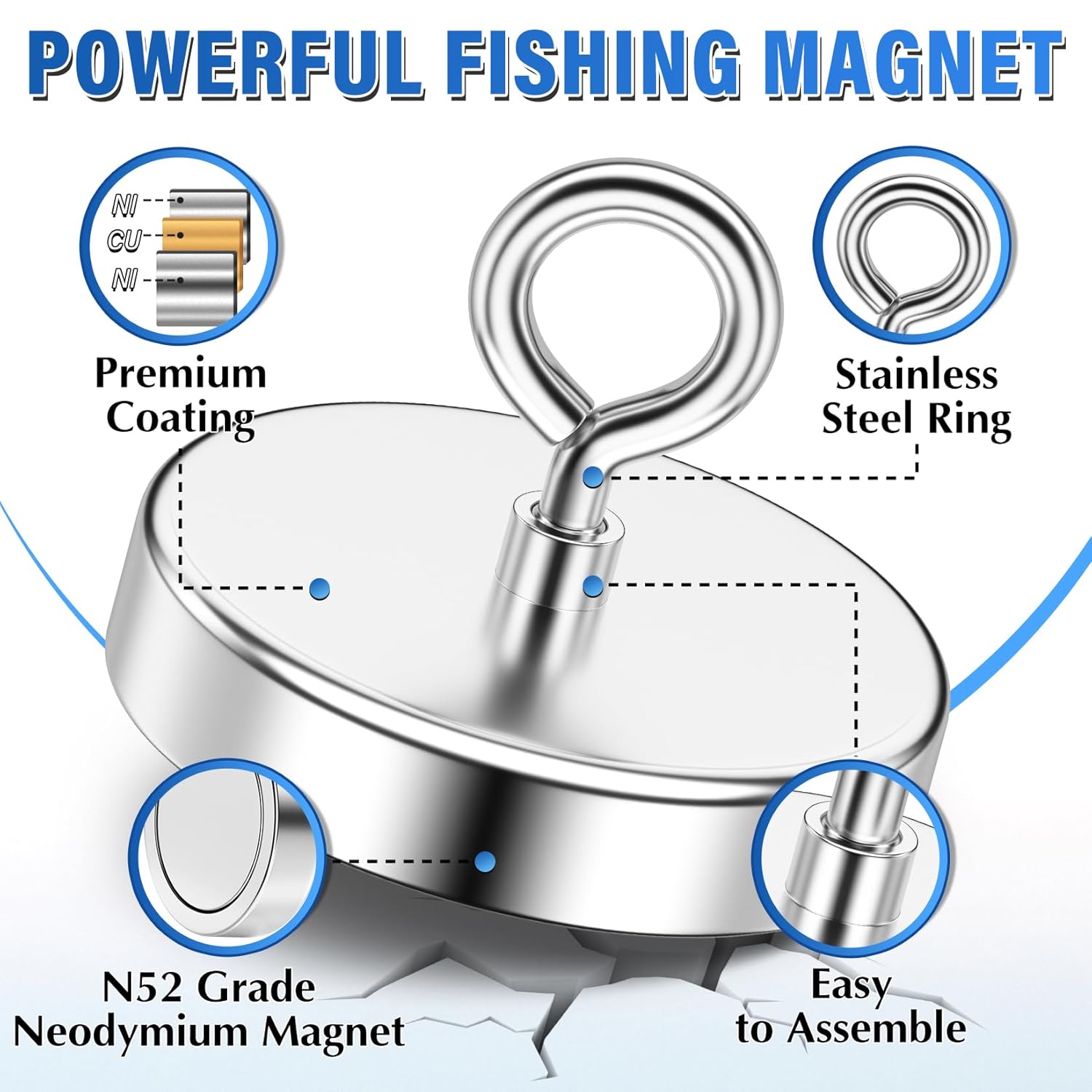 powerful nickel plated hook magnet for fishing