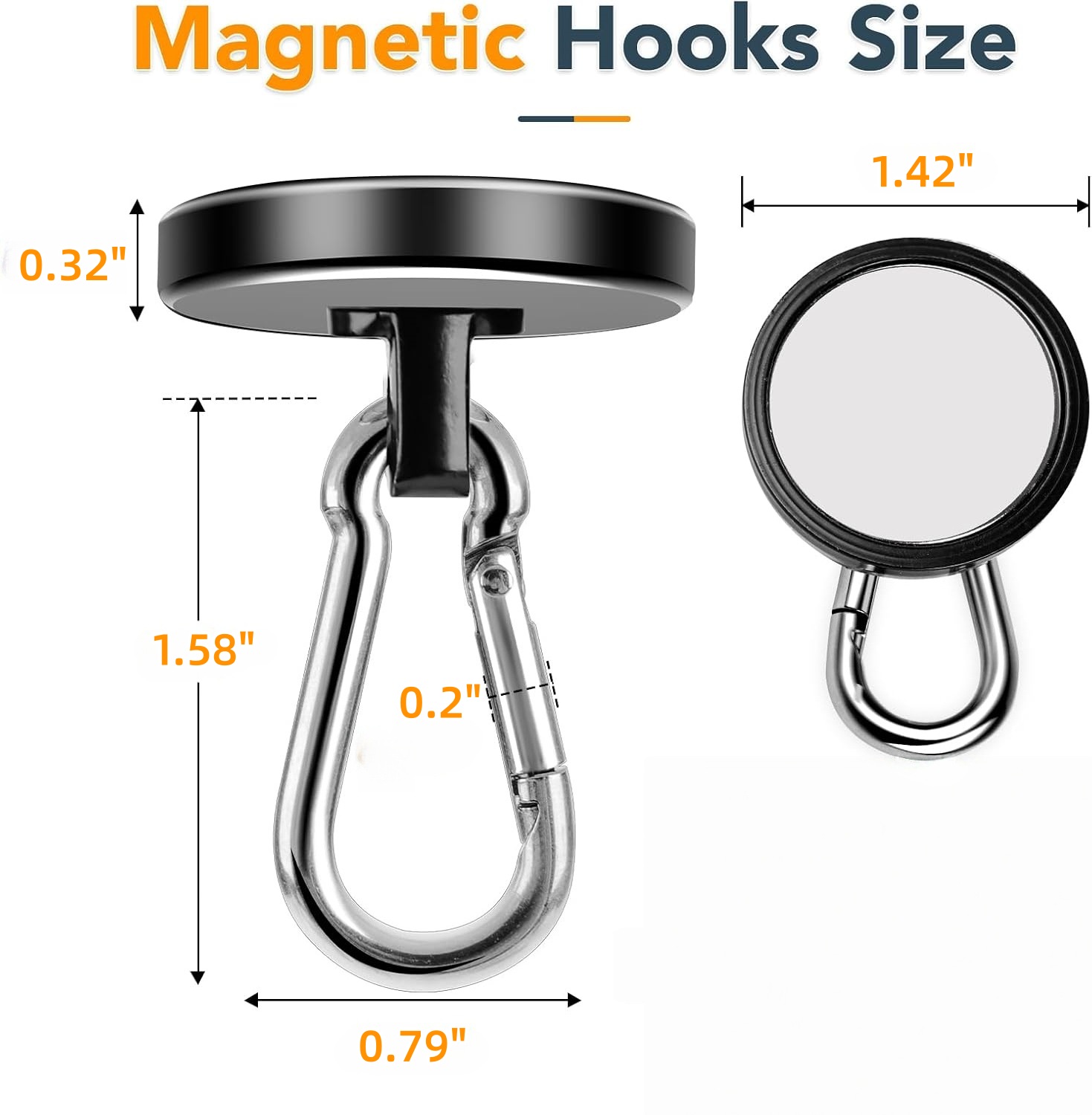 150LBS Strong Black Magnetic Hooks With Swivel Carabiner 150LBS Strong Black Magnetic Hooks With Swivel Carabiner