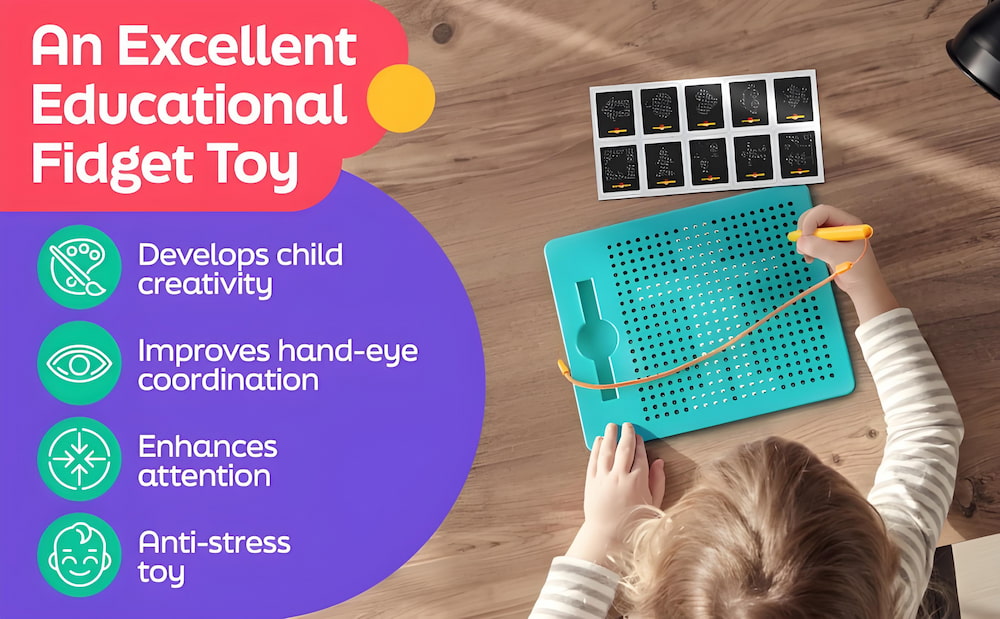 magnet sketch thread board with stylus pen and beads