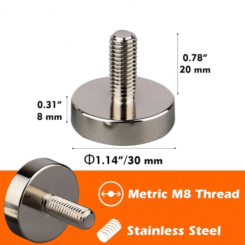 Anti Broken Rare Earth Magnets With M8 Male Threaded