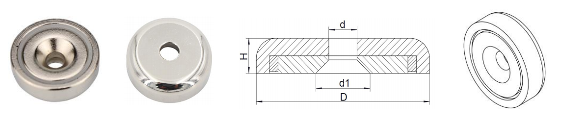 Custom Cup Magnet With Countersunk Hole For Wall Mounting