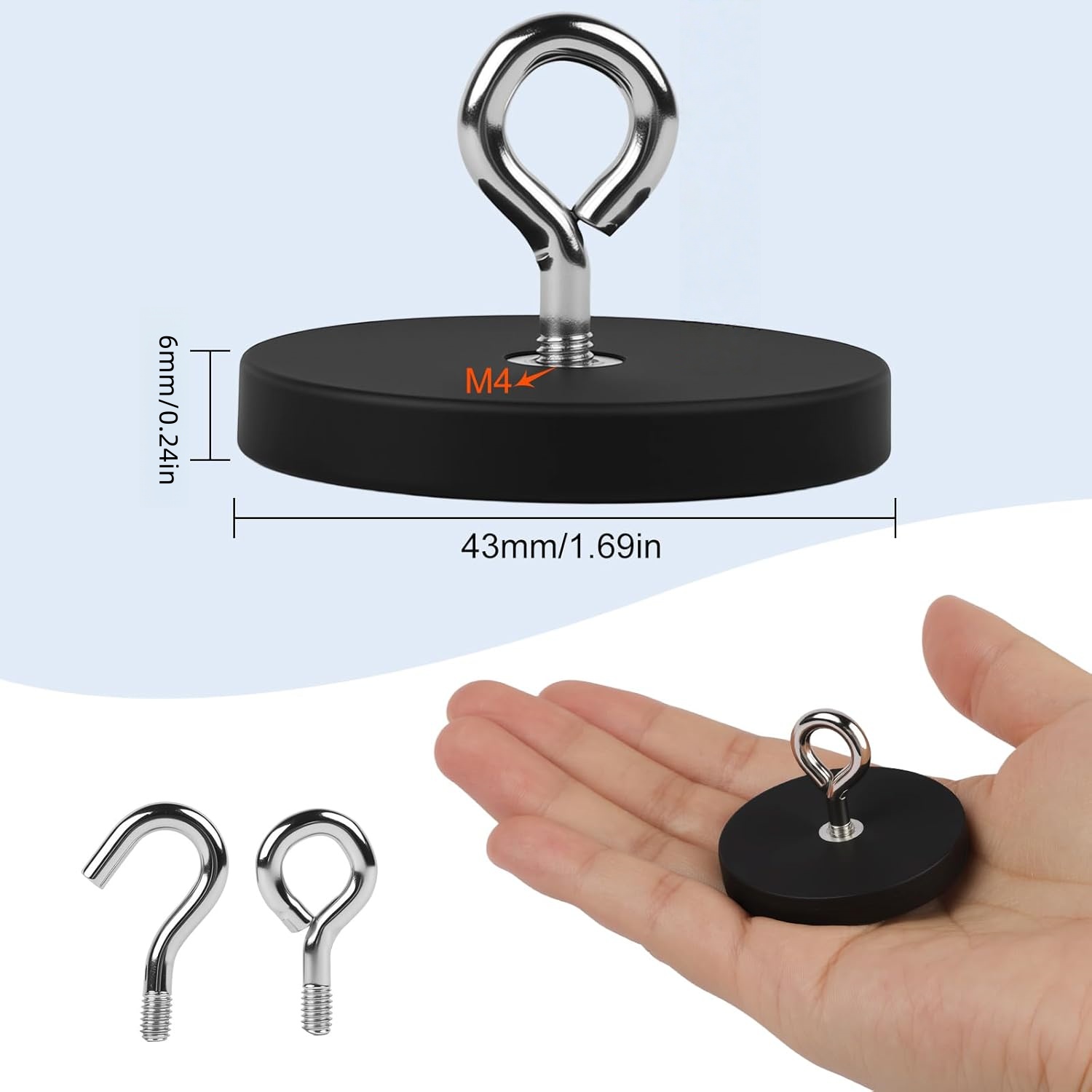 Dropship 1.69inch Rubber Coated Pot Magnet With Metal Hook