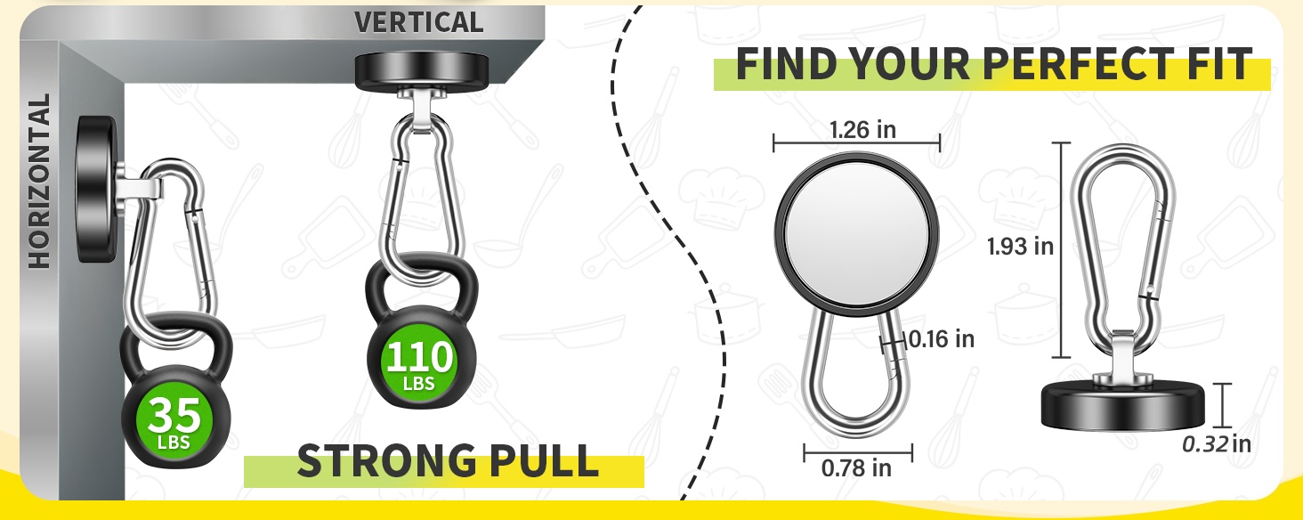 Dropship Epoxy Coated Magnetic Hooks With Flexible Carabiner