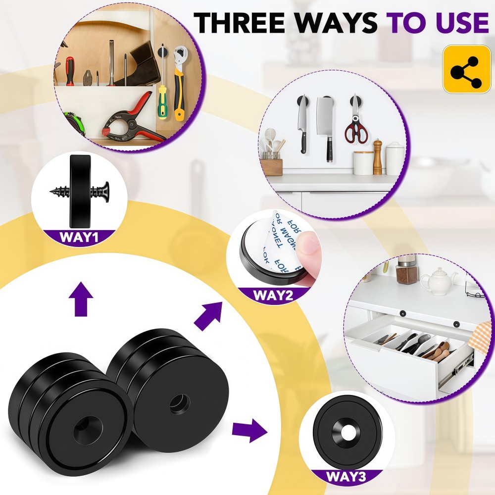 Steel case round countersunk pot magnets
