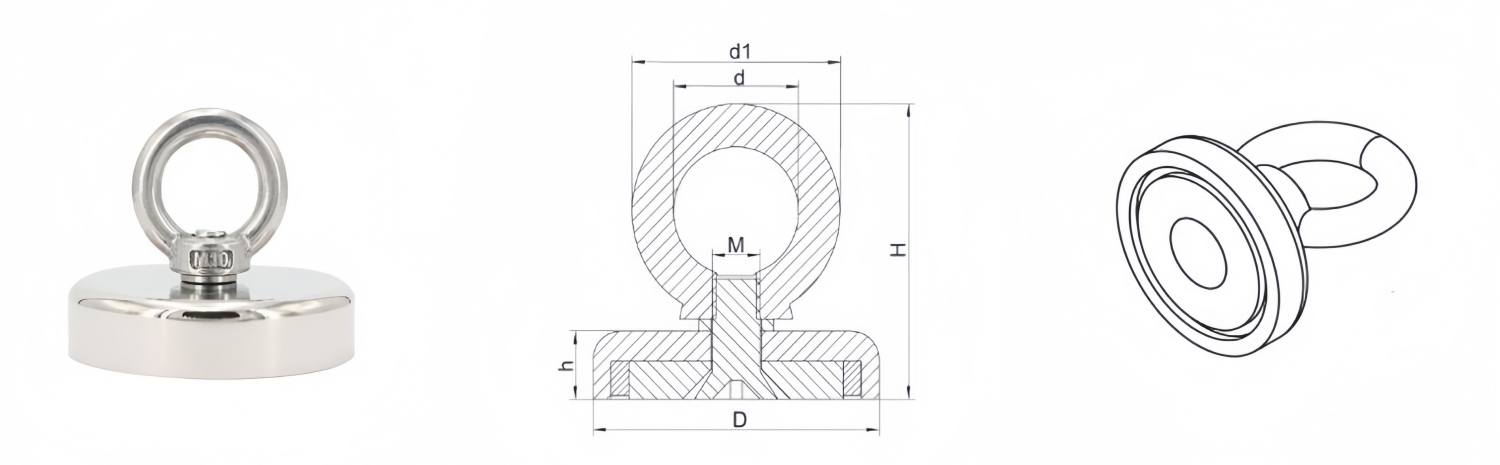 Super strong hoist ring neodymium magnet