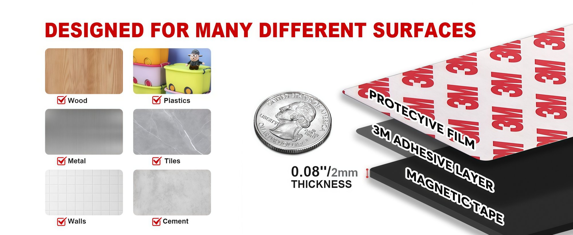 Custom black flexible magnetic tape for refrigerator