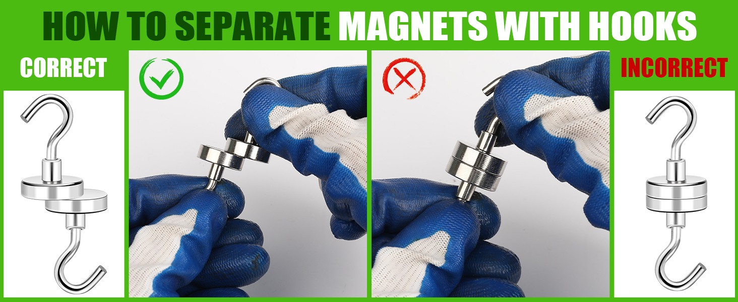 Smooth surface reusable magnetic hooks Smooth surface reusable magnetic hooks