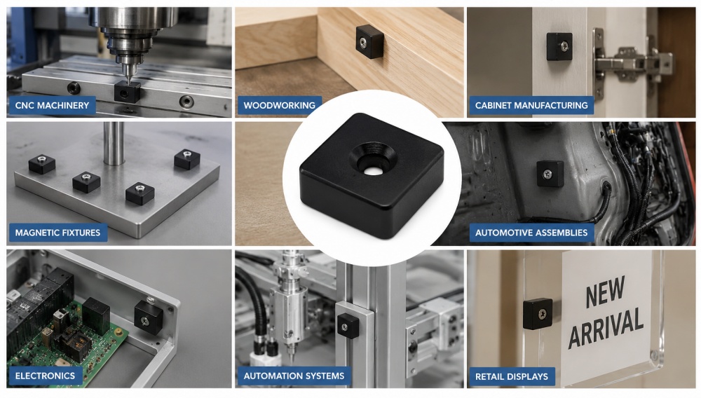 Square Black Epoxy Neodymium Magnets With Countersunk Bore Square Black Epoxy Neodymium Magnets With Countersunk Bore
